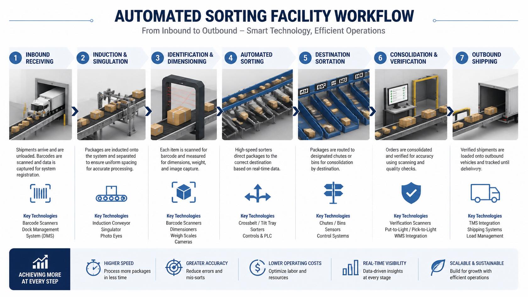 Flow chart of physical logistics parcel sorting and assembly procedures