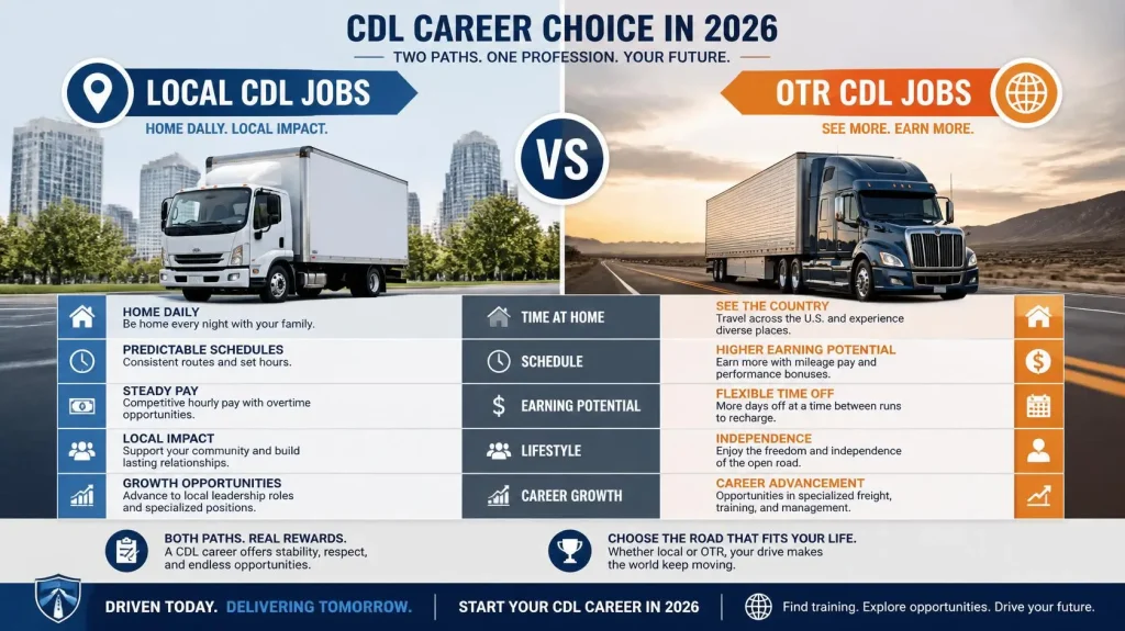 Local CDL Jobs vs OTR Jobs: What New CDL Drivers Must Know in 2026