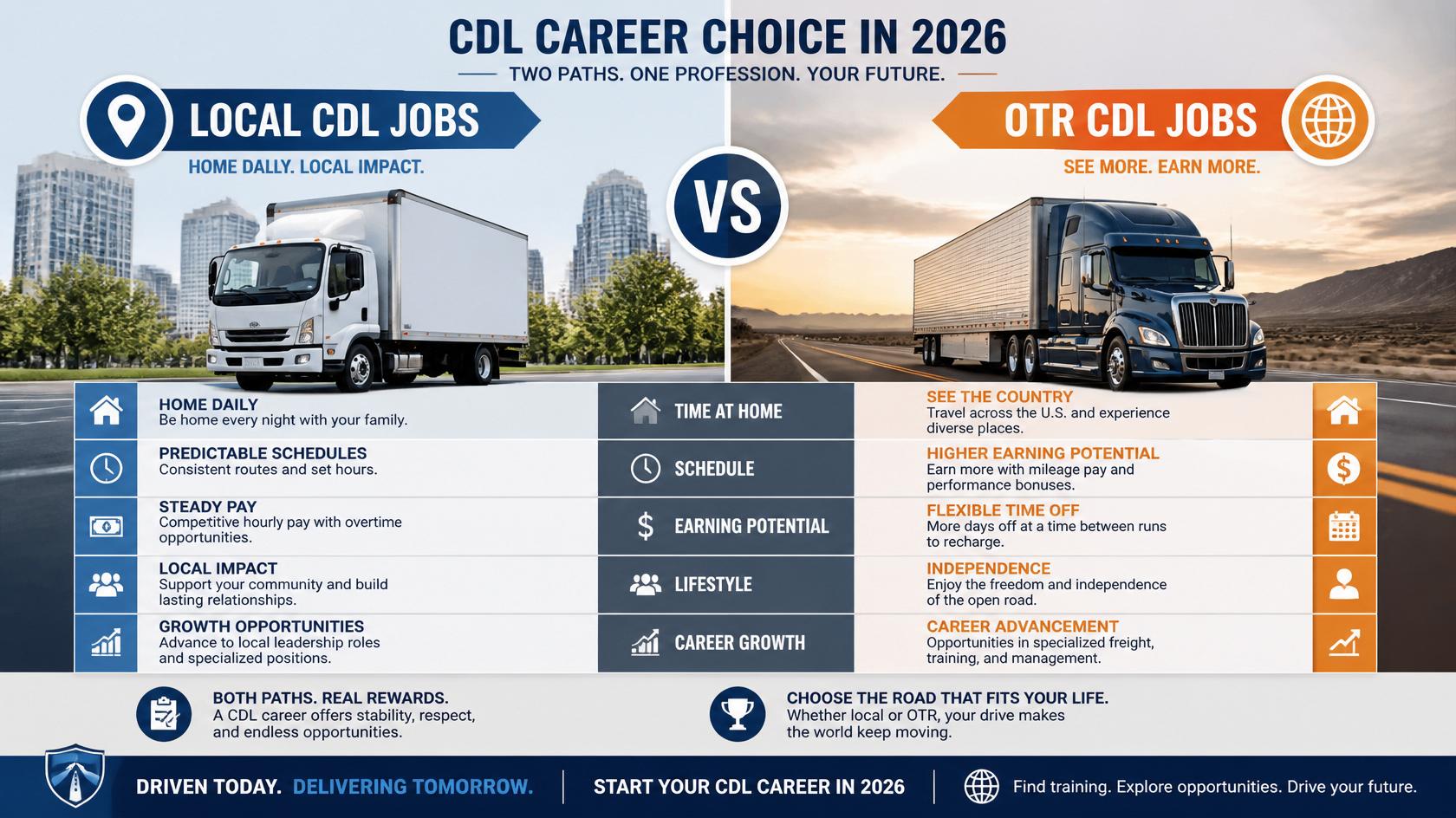 Local CDL Jobs vs OTR Jobs: What New CDL Drivers Must Know in 2026