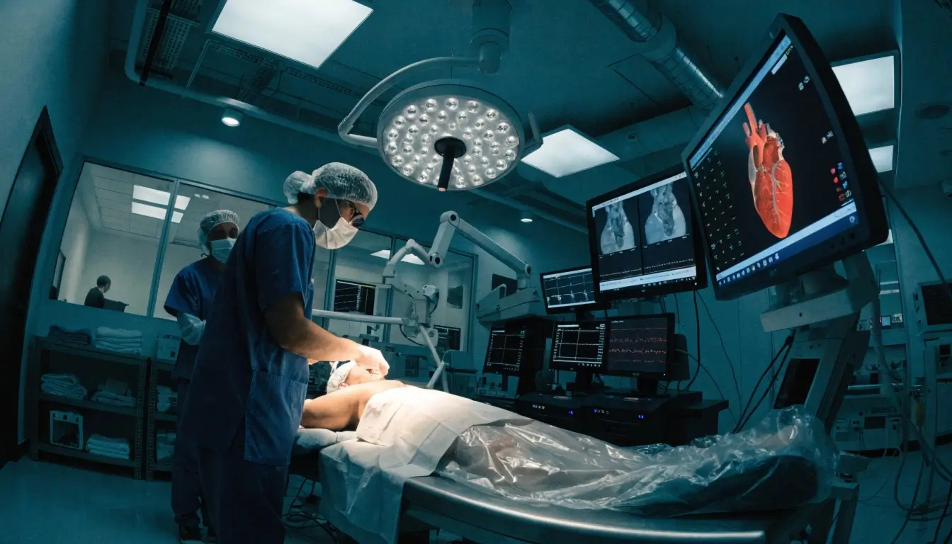Advanced clinical medical equipment in a cardiac catheterization facility