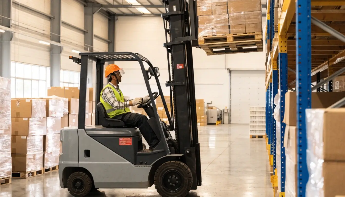 An OSHA certified forklift operator actively pursuing warehouse jobs career growth paths