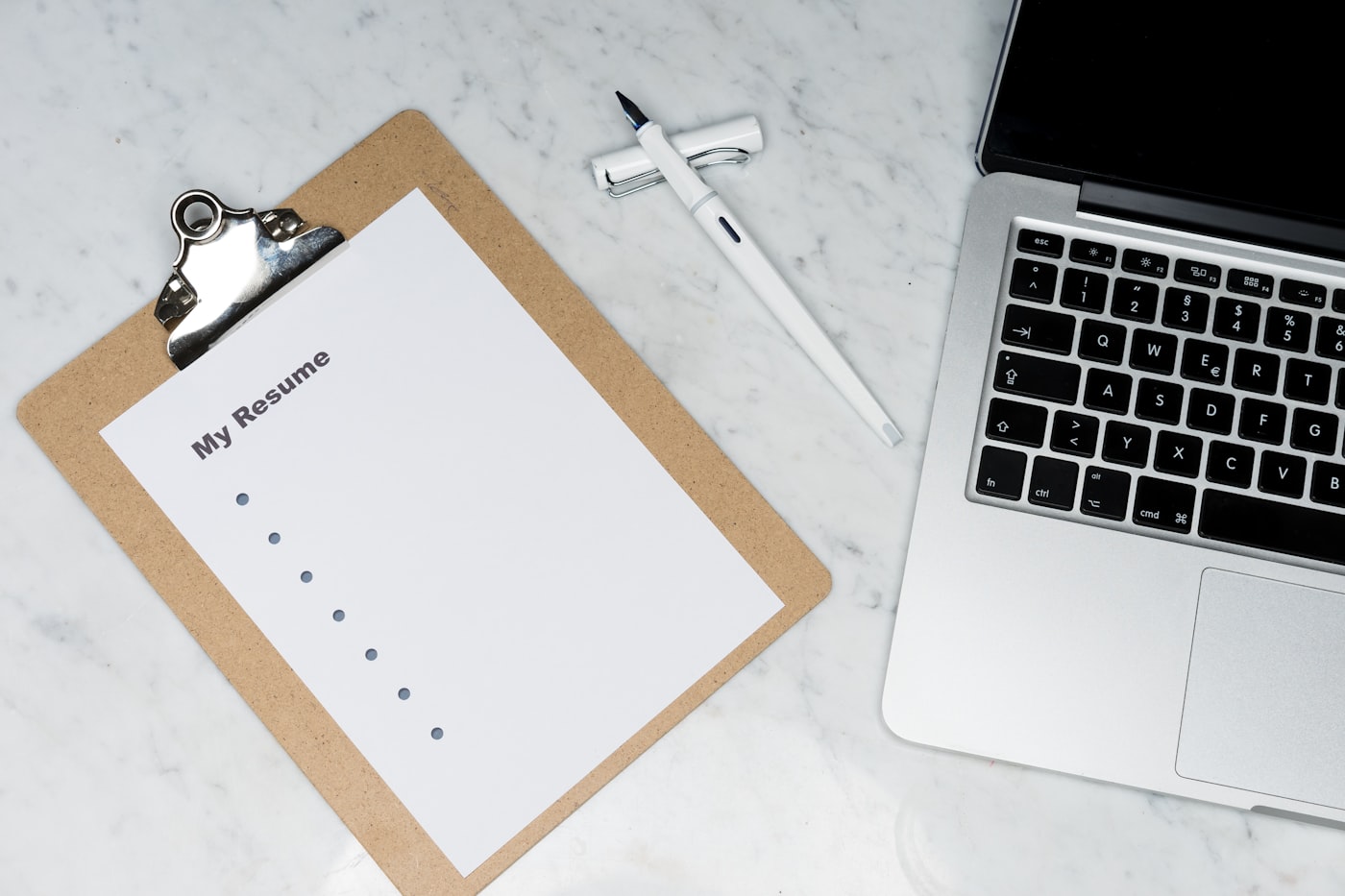 Modern professional resume on a desk